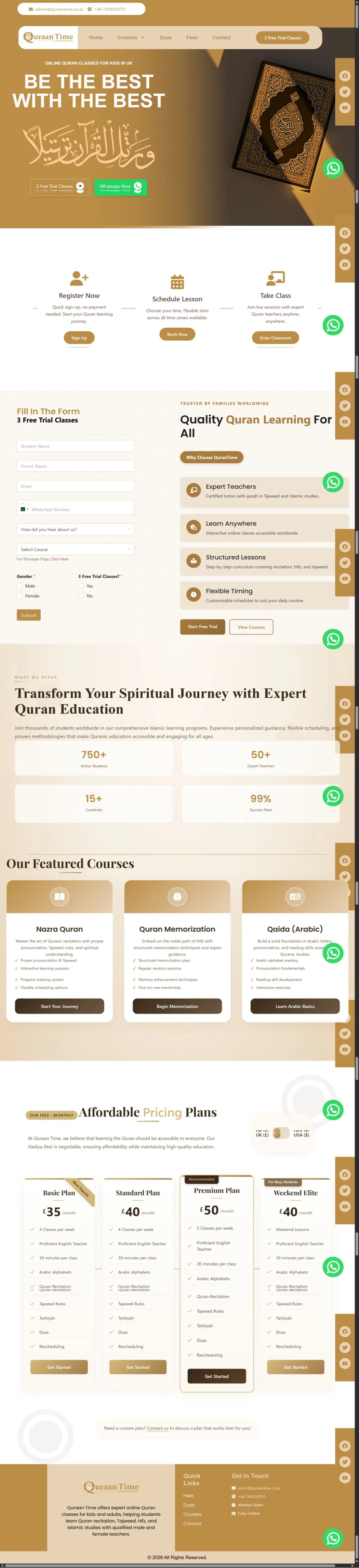 Latest Quraan Time academy homepage